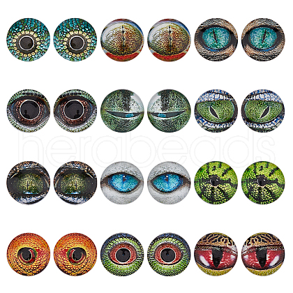 CHGCRAFT 12 Sets 12 Style Luminous Self Adhesive Glass Eyes Cabochons GLAA-CA0001-58-1