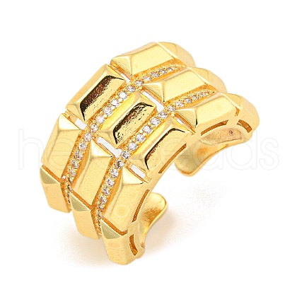Bullion Clear Cubic Zirconia Open Cuff Ring RJEW-L121-012G-1