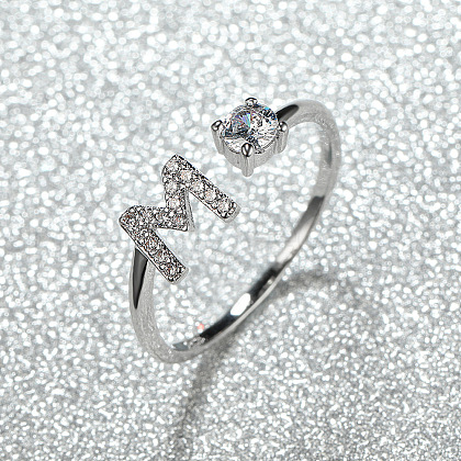 Brass Micro Pave Cubic Zirconia Cuff Rings for Women FS-WGA4C54-39-1