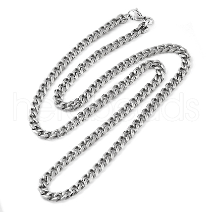 304 Stainless Steel Cuban Link Chain Necklace for Men Women NJEW-C013-03P-1
