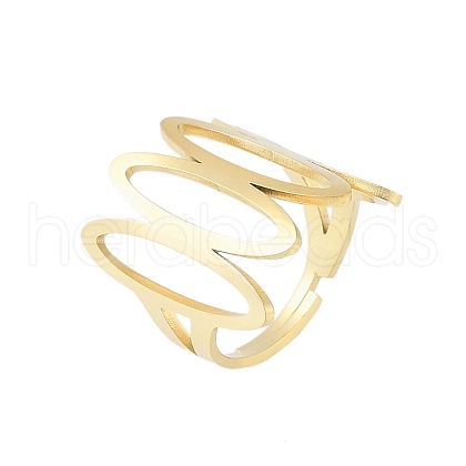 304 Stainless Steel Oval Adjustable Rings for Women RJEW-Z045-01G-01-1