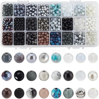 Glass Round Beads GLAA-PH0007-60-1