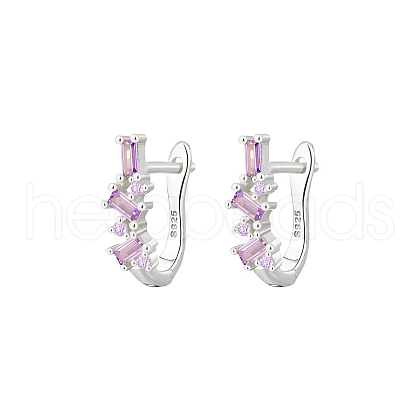 Elegant Geometric 925 Sterling Silver Cubic Zirconia Hoop Earrings TC0914-8-1