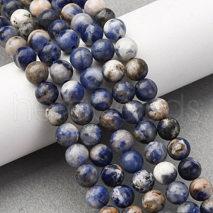 Natural Sodalite Beads Strands G-R015-B01-6mm-1