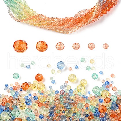 6 Styles Gradient Color Transparent Painted Glass Beads Strands DGLA-YW0001-28B-1