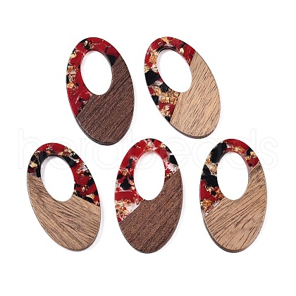 Transparent Resin and Walnut Wood Pendants RESI-T057-02E-1