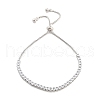 Brass Pave Clear Cubic Zirconia Square Box Chain Slider Bracelets BJEW-B094-10A-P-1