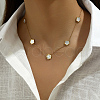 Elegant Stainless Steel Pave Shell Flower Link Chain Necklaces for Women LG8560-1-2