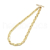 304 Stainless Steel Interlocking Triple Herringbone Chain Necklace for Men Women NJEW-H167-01G-1