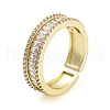 Rack Plating Brass Micro Pave Cubic Zirconia Open Cuff Rings for Women RJEW-C080-06G-1