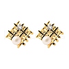 Woven Rhombus Brass Micro Pave Clear Cubic Zirconia Stud Earrings EJEW-Z104-02G-2