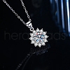 Anti-Tarnish Rhodium Plated 925 Sterling Silver Micro Pave Clear Cubic Zirconia Pendants STER-U003-03P-2