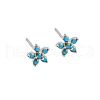 Elegant Sterling Silver Plum Cubic Zirconia Blossom Stud Earrings for Women VQ1749-14-1