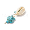 4Pcs 4 Styles Natural Cowrie Shell & Starfish Dyed Synthetic Turquoise Pendants PALLOY-JF03934-02-5