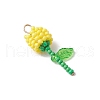 Grade A Round Glass Seed Beads Acrylic Flower Charms PALLOY-MZ00690-01-3