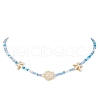 Synthetic Turquoise Starfish & Turtle & Seed Beaded Necklace for Women NJEW-JN04482-02-2