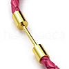 Brass Column Bar Link Bracelet with Leather Cords BJEW-G675-05G-09-2