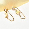 Moon & Sun 304 Stainless Steel Micro Pave Clear Cubic Zirconia Tassel Stud Earrings EJEW-B140-04G-1