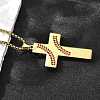 201 Stainless Steel Wheat Cross Pendant Box Chain Necklaces for Women Men NJEW-B124-01G-4