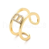 Clear Cubic Zirconia Initial Letter Open Cuff Ring RJEW-A012-01G-B-2