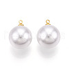 Brass & ABS Plastic Imitation Pearl Pendants KK-N261-16mm-121G-1