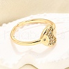 Brass Micro Pave Clear Cubic Zirconia Cuff Rings for Women RJEW-H247-33G-2
