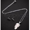 201 Stainless Steel Pendant Necklaces & Stud Earrings Sets FS-WGB00D6-08-2