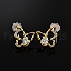Butterfly Brass Micro Pave Cubic Zirconia Stud Earrings EJEW-B131-07G-03-2