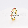 Brass Micro Pave Cubic Zirconia Open Cuff Rings with Enamel BR9134-1-3