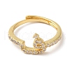Rack Plating Brass Cubic Zirconia Arabic Letters Adjustable Rings for Women RJEW-S407-10G-09-2