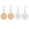 ANATTASOUL 2 Pairs 2 Colors Alloy Sun with Smiling Face Dangle Earrings with Plastic Pearl Beaded EJEW-AN0001-82-1