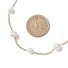 Round Shell Pearl & 304 Stainless Steel Handmade Link Chain Necklaces NJEW-JN05301-01-3