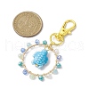 Tortoise Porcelain & Wire Wrapped Glass Bead Pendant Decorations HJEW-JM01914-3