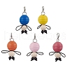 Bee Wood & ABS Plastic Imitation Pearl Beads Pendant Decorations HJEW-JM03219-2