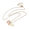 304 Stainless Steel Pearl Pink Enamel & Natural White Shell Pendant Unicorn Rainbow Pendant Necklaces for Women NJEW-M101-02G-2