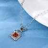 925 Sterling Silver Pave Orange Red Cubic Zirconia Handbag Pendant Necklaces for Women NJEW-D316-01P-3