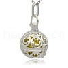 Silver Color Plated Brass Hollow Round Cage Pendants KK-J216-08S-2