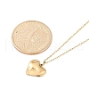 Ion Plating(IP) 304 Stainless Steel Textured Heart Pendant Cable Chain Necklaces for Women NJEW-P320-08G-5