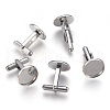 Tarnish Resistant Flat Round Stainless Steel Cuffinks STAS-P207-08P-D-1