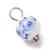 Handmade Flower Printed Porcelain Ceramic Pendants PALLOY-JF03928-5