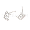 Brass Hollow Out Initial Letter Stud Earrings for Women EJEW-A044-01P-E-2