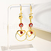 Fashionable Brass Heart with Evil Eye Tassels Hoop Earrings VN7480-2