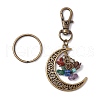 Chakra Theme Moon Natural Red Jasper & Howlite & Tiger Eye & Carnelian & Green Aventurine & Lapis Lazuli & Amethyst Chip Keychain KEYC-JKC00963-02-4