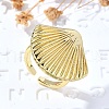 Shell Shape Brass Cuff Rings for Women RJEW-Z085-02G-2
