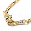Cubic Zirconia Leopard Pendant Necklace with Brass Curb Chains for Women NJEW-G096-01G-05-2