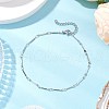 304 Stainless Steel Cuboid Bar Link Chain Anklets for Women AJEW-AN00661-1