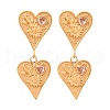 304 Stainless Steel Cubic Zirconia Heart Dangle Stud Earrings EJEW-Q044-03G-2