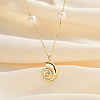 Conch Shaped 925 Sterling Silver & Natural Freshwater Pearl Pendant Necklaces for Women NJEW-M097-02G-1