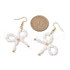 Dyed Natural Shell Beaded Bowknot Dangle Earrings EJEW-TA00501-3
