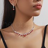 Teardrop Alloy Rhinestone Pendant Necklace & Stud Earring FS-WG7372C-02-2